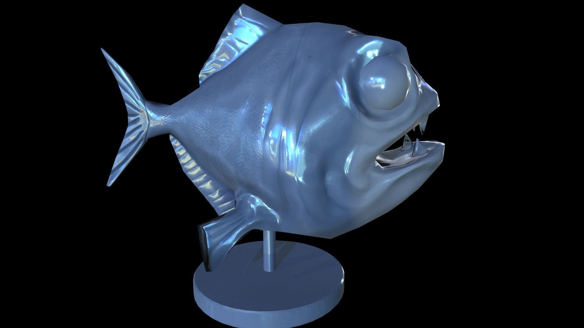 Staue Piranha Low-poly 3D model_1