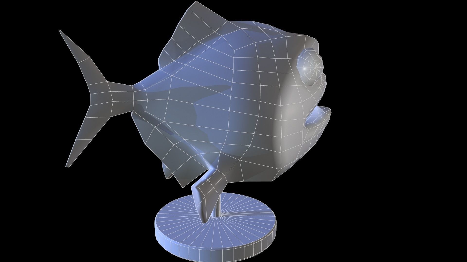 Staue Piranha Low-poly 3D model_12