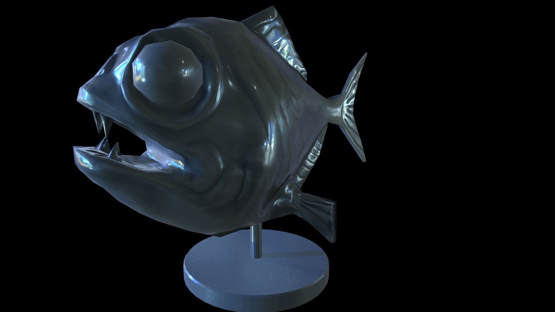 Staue Piranha Low-poly 3D model_8