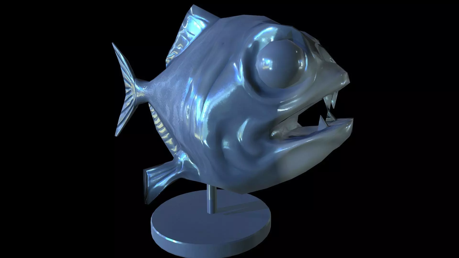 Staue Piranha Low-poly 3D model_0