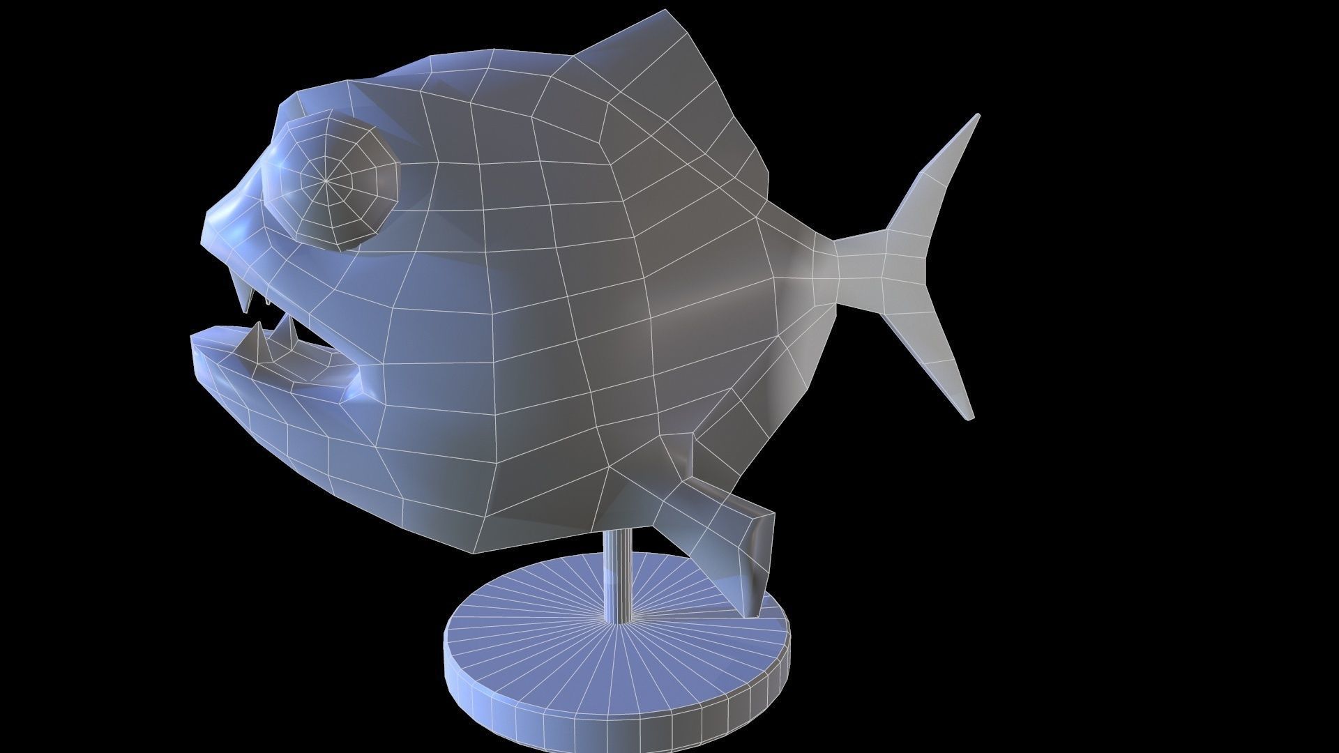 Staue Piranha Low-poly 3D model_10
