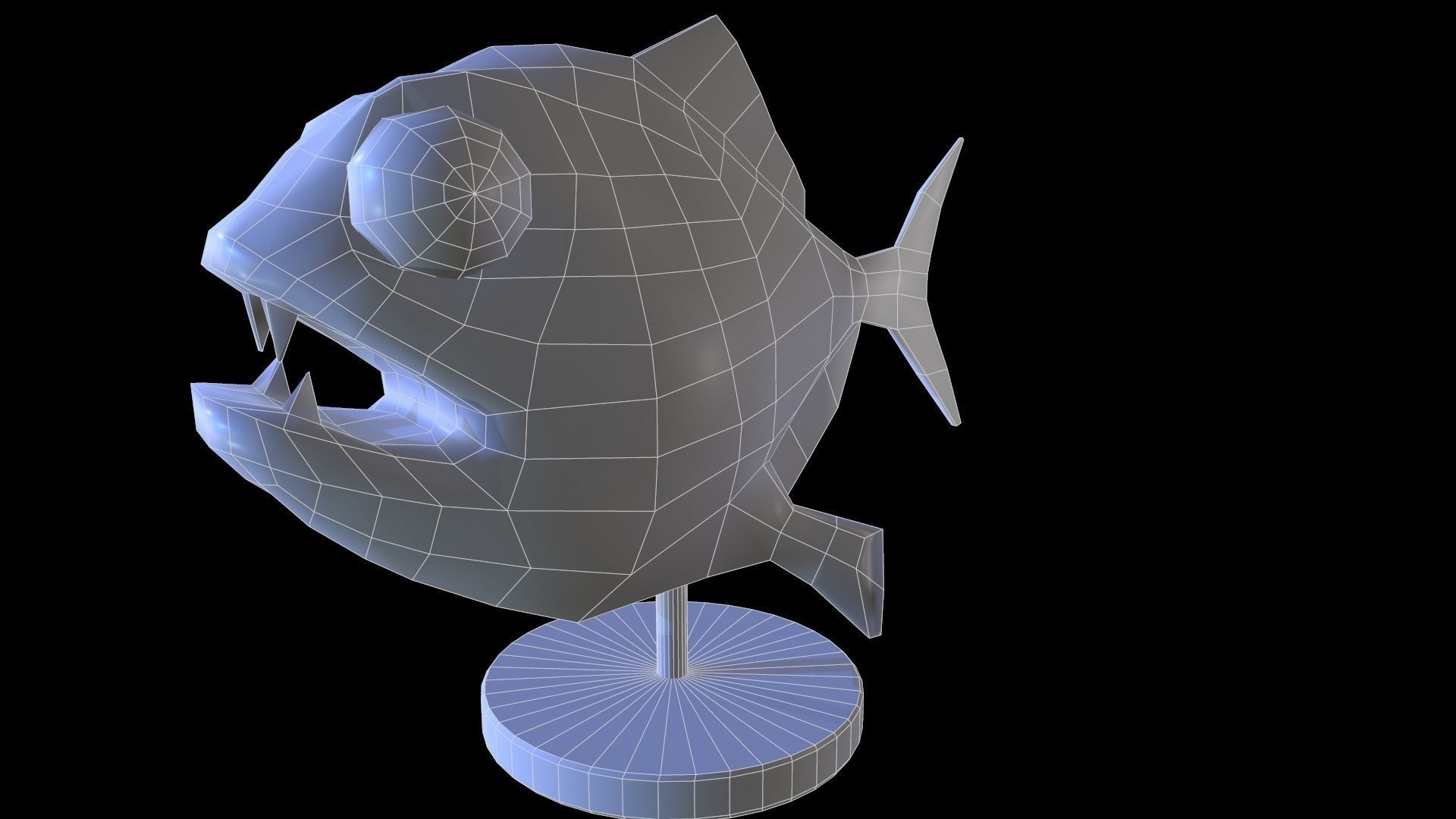 Staue Piranha Low-poly 3D model_9