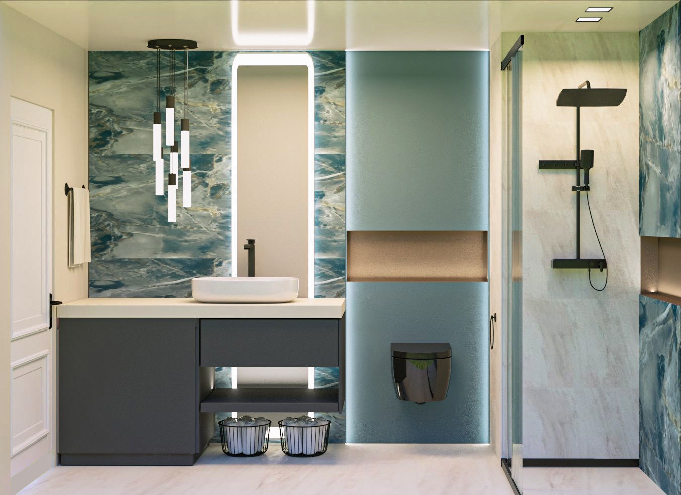 BATHROOM modern with marble 3D print model_1