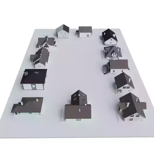 Cottage Houses- 12 Pack Low-poly