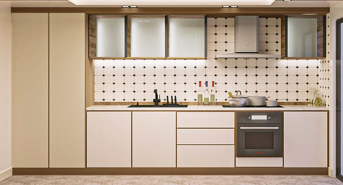 KITCHEN modern with cabinets and stainless steel appliances 3D print model