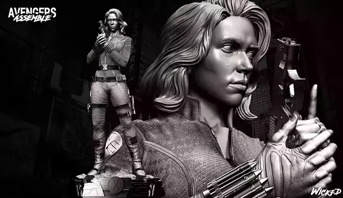 Wicked Marvel Black Widow Sculpture Tested - ready for printing 3D print model