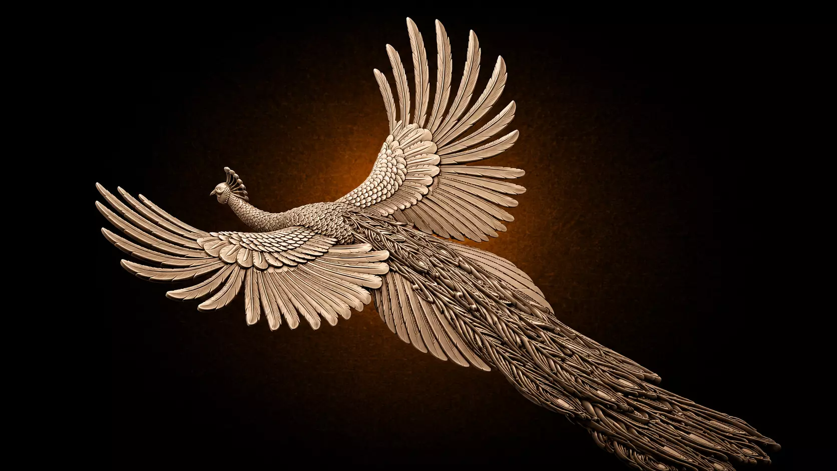 peacock flying in air 3D print model