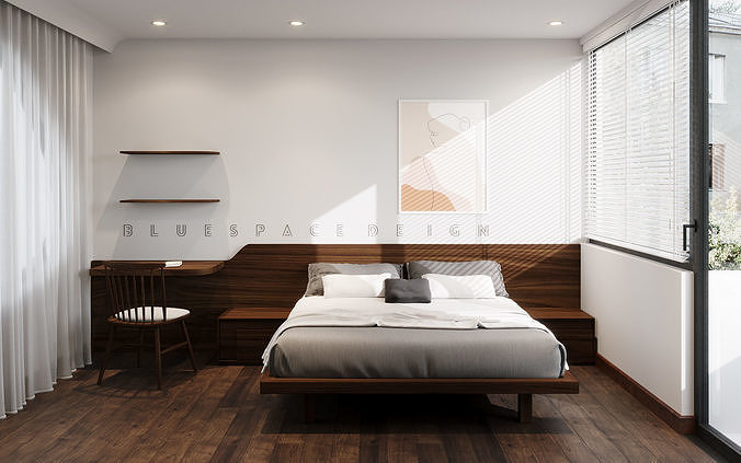 Bedroom scene 01 Low-poly 3D model