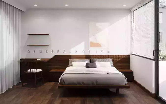 Bedroom scene 01 Low-poly 3D model