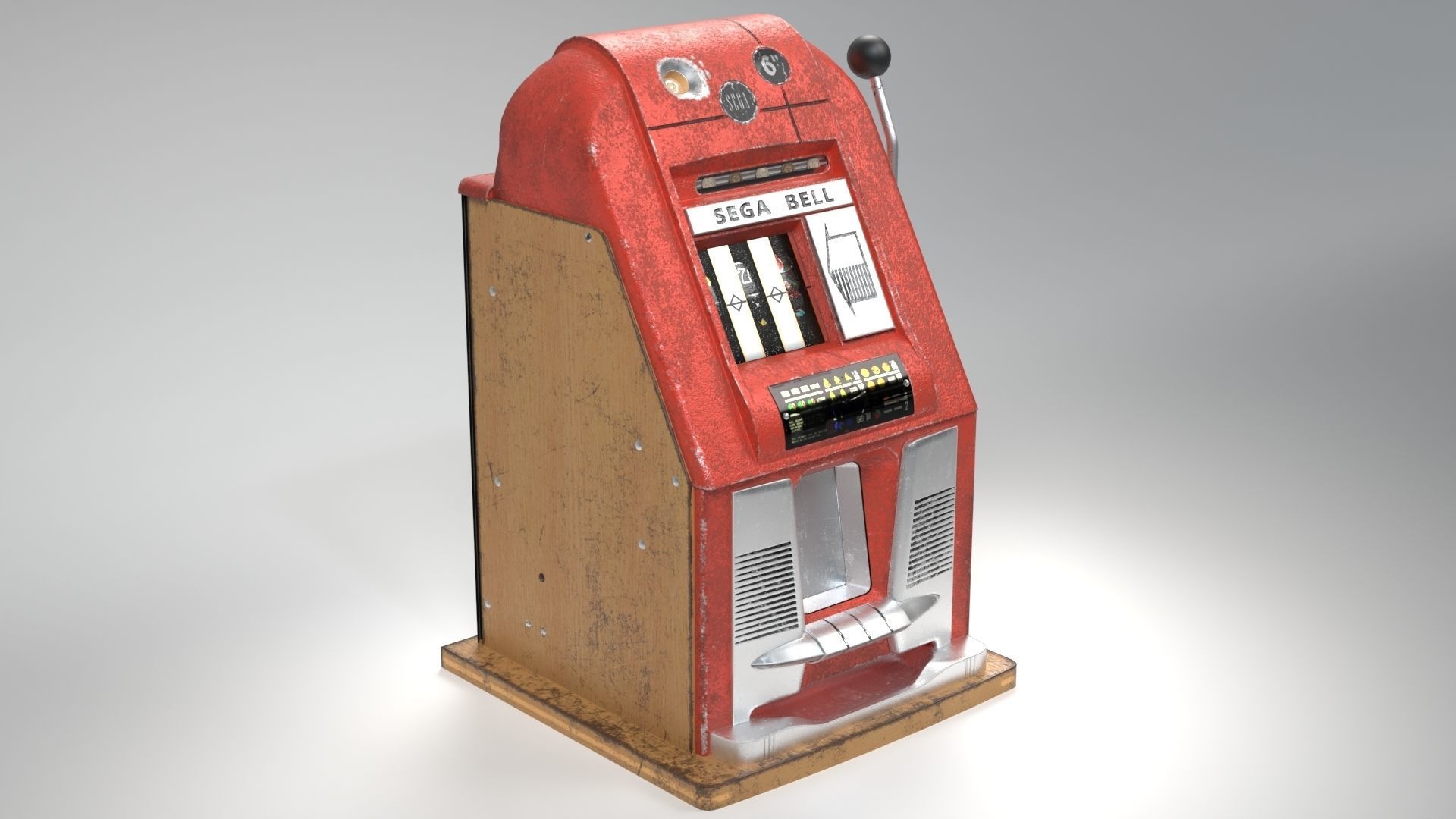 Vintage Slot Fruit Machine Low-poly 3D model_5