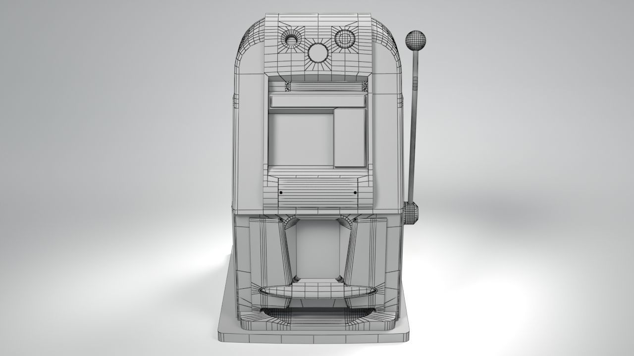 Vintage Slot Fruit Machine Low-poly 3D model_4