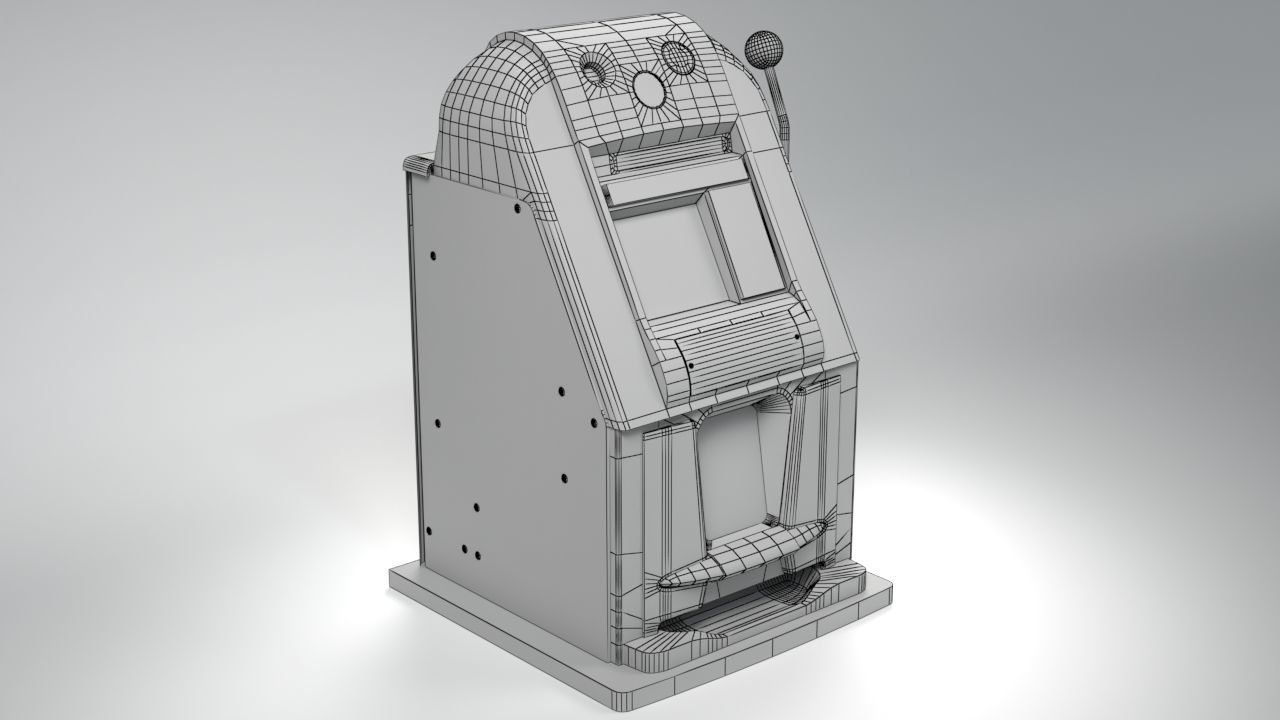 Vintage Slot Fruit Machine Low-poly 3D model_6