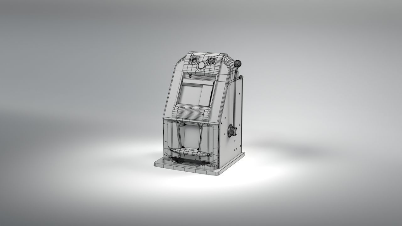 Vintage Slot Fruit Machine Low-poly 3D model_26