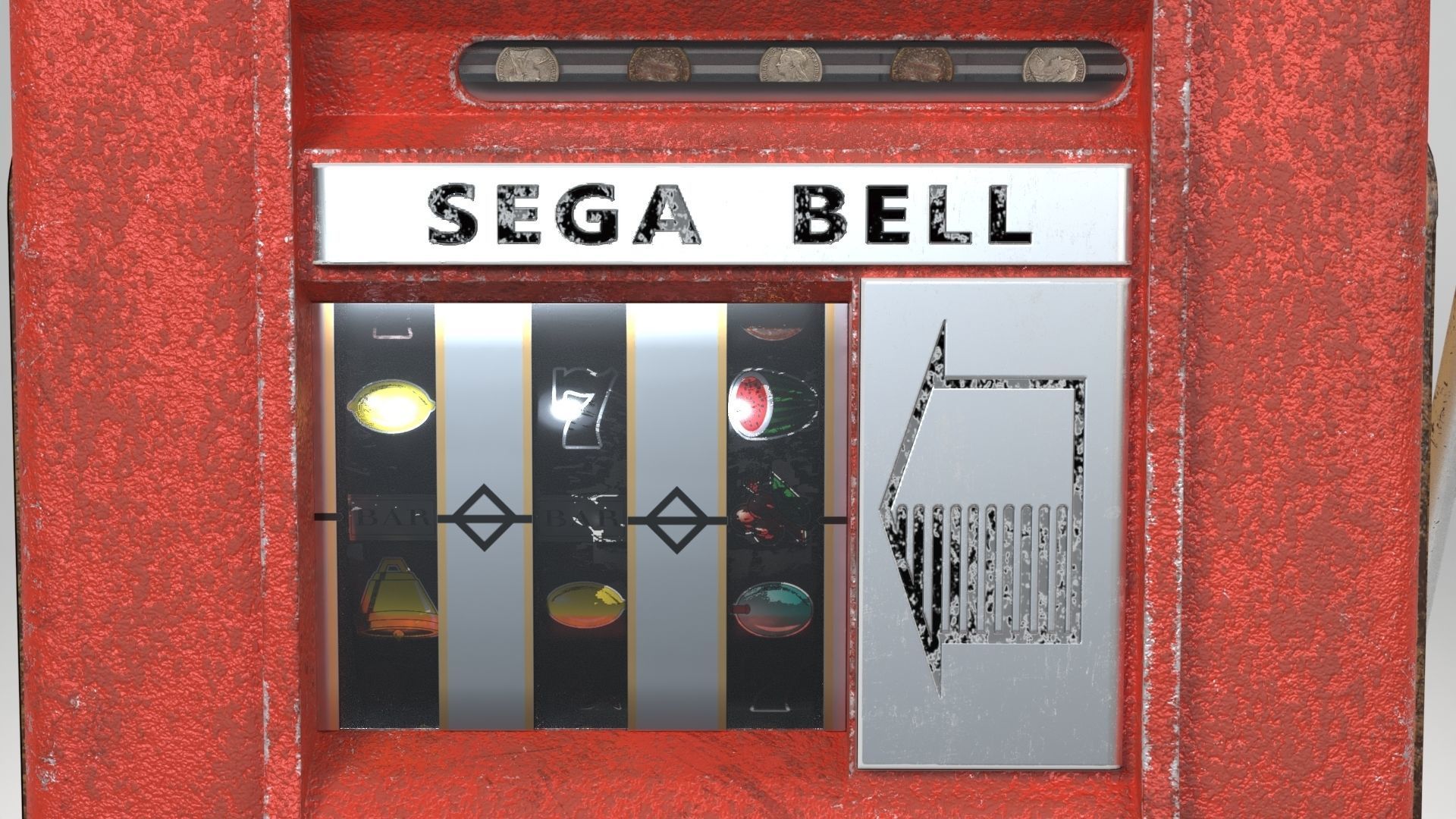 Vintage Slot Fruit Machine Low-poly 3D model_15