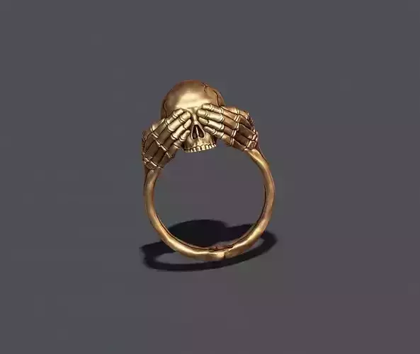skeleton skull ring closing eyes