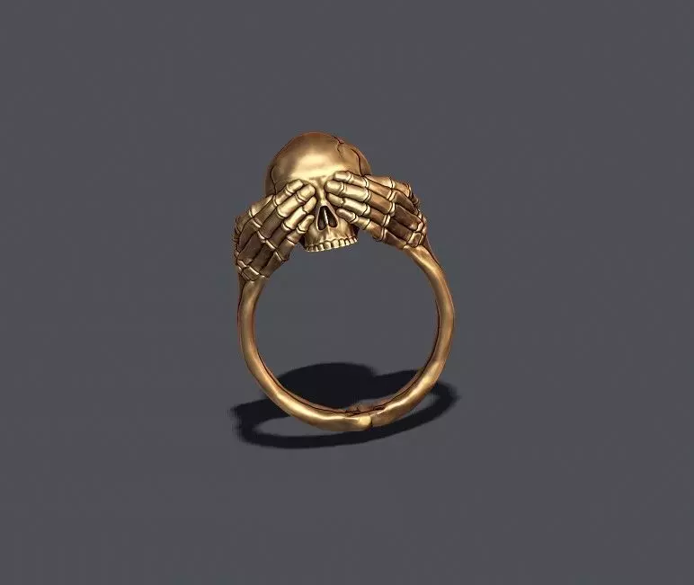 skeleton skull ring closing eyes 3D print model_0