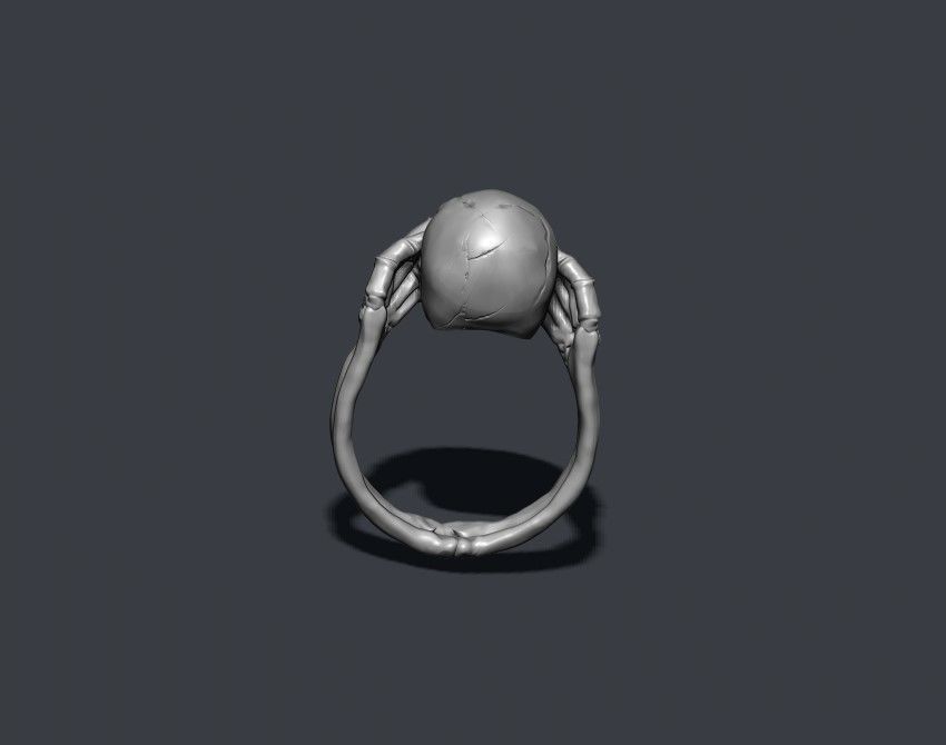 skeleton skull ring closing eyes 3D print model_2