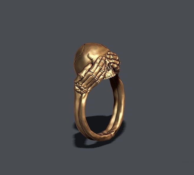skeleton skull ring closing eyes 3D print model_5