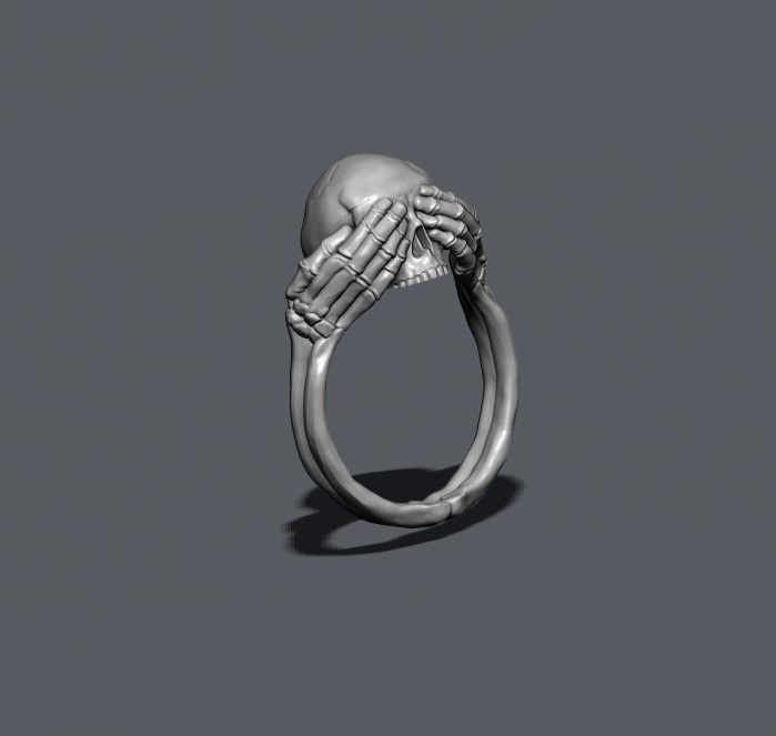skeleton skull ring closing eyes 3D print model_3
