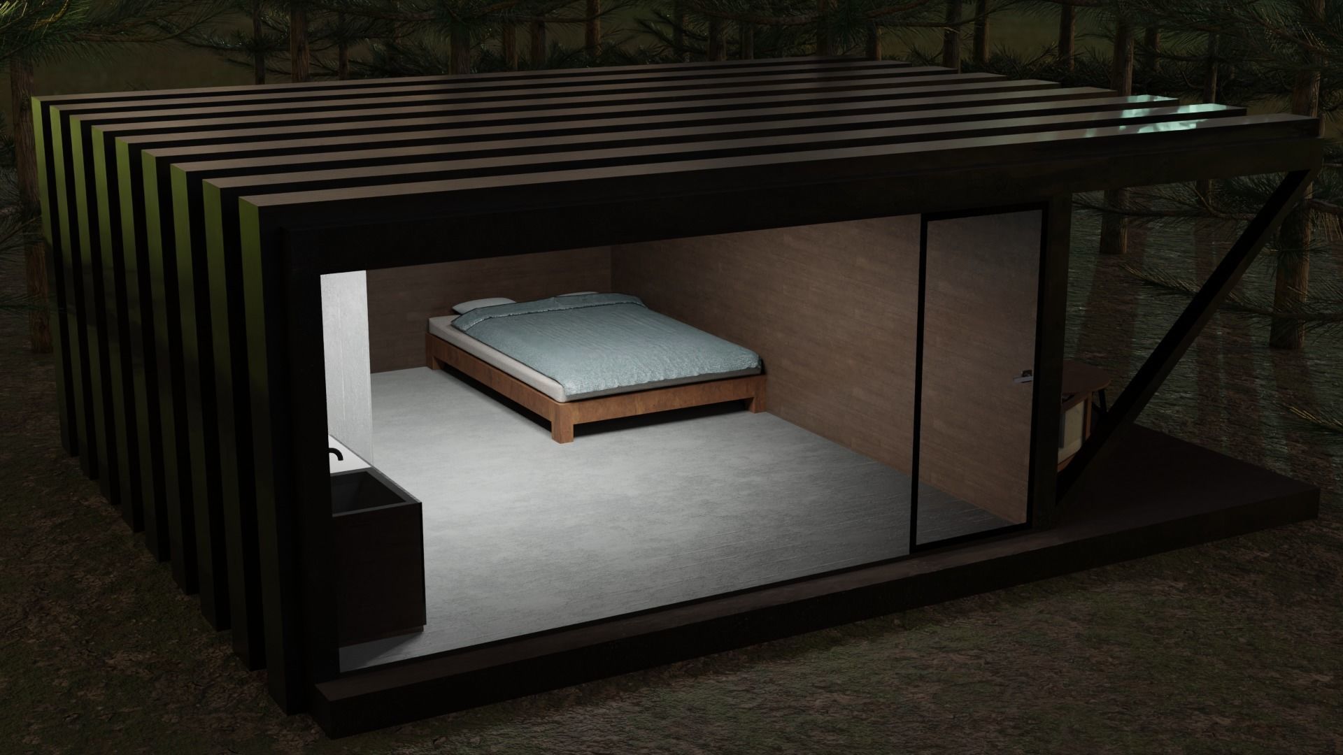 House in the wood Low-poly 3D model_1