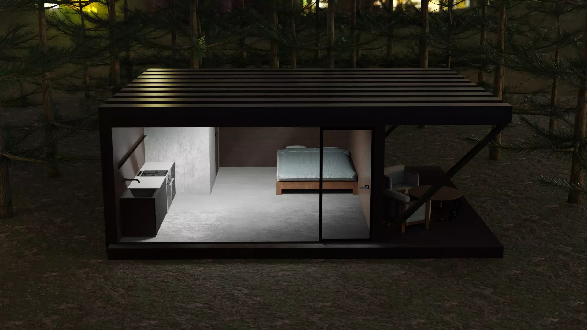 House in the wood Low-poly 3D model_0