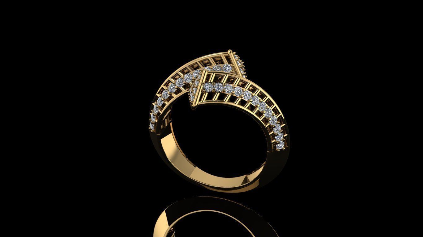 triangle Diamond ring model for matrix 3D print model_2