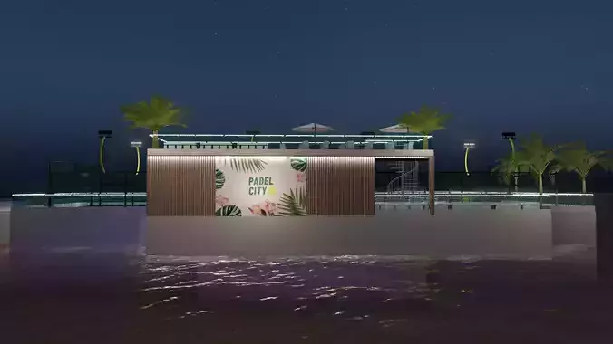 Padel Court Low-poly 3D model
