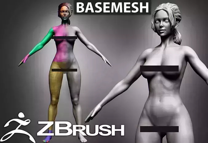 Female basemesh - High detail woman body 3D model 3D model