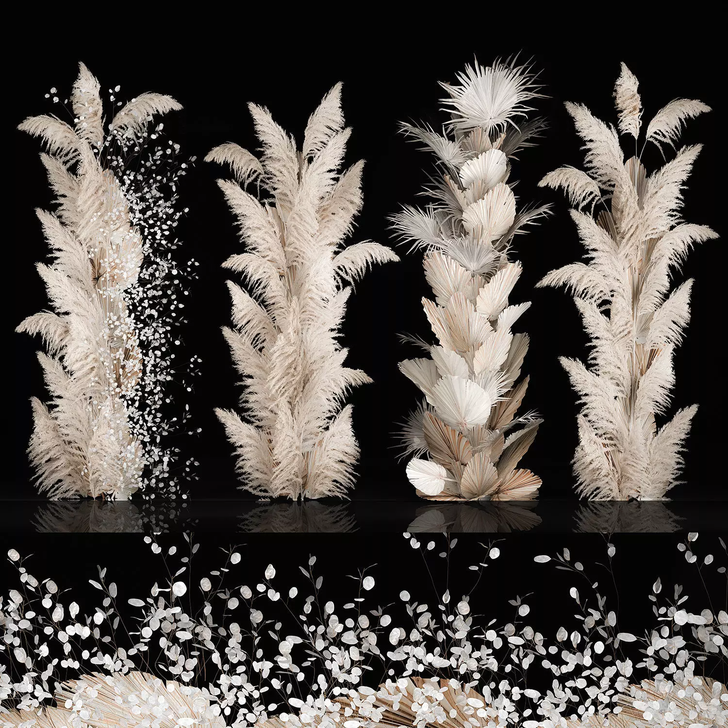 Art Installation Of Dry Branches Dried Flowers 3D model_0