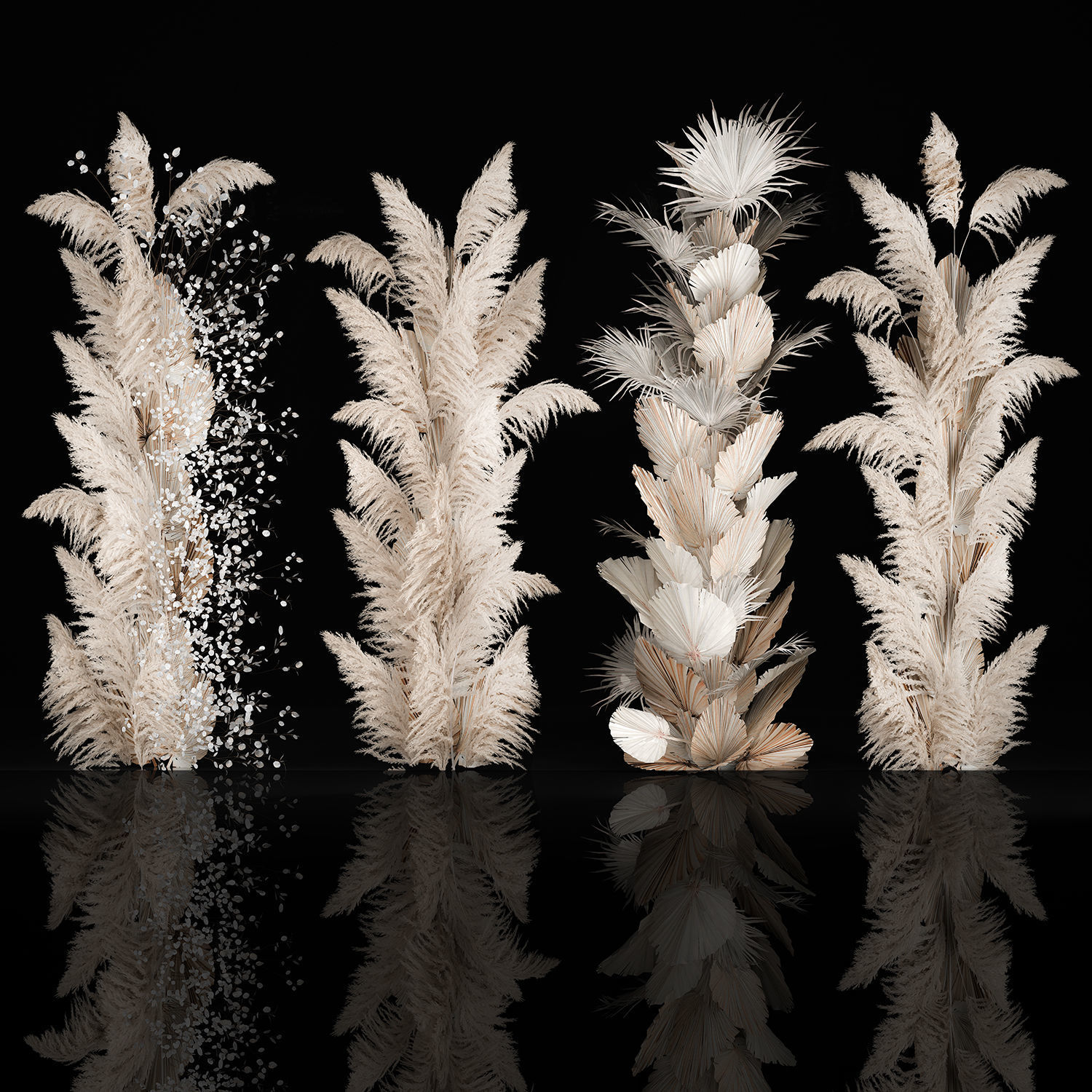 Art Installation Of Dry Branches Dried Flowers 3D model_1