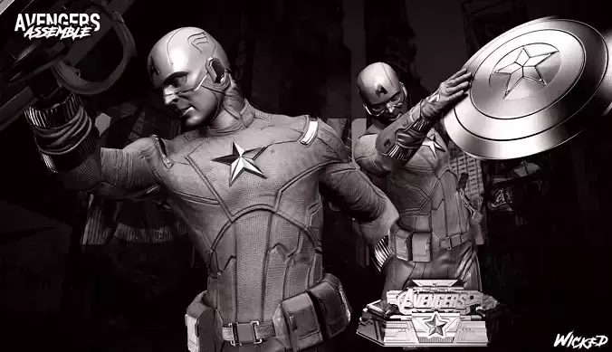 Wicked Captain America First Avenger Bust ready for 3d printing
