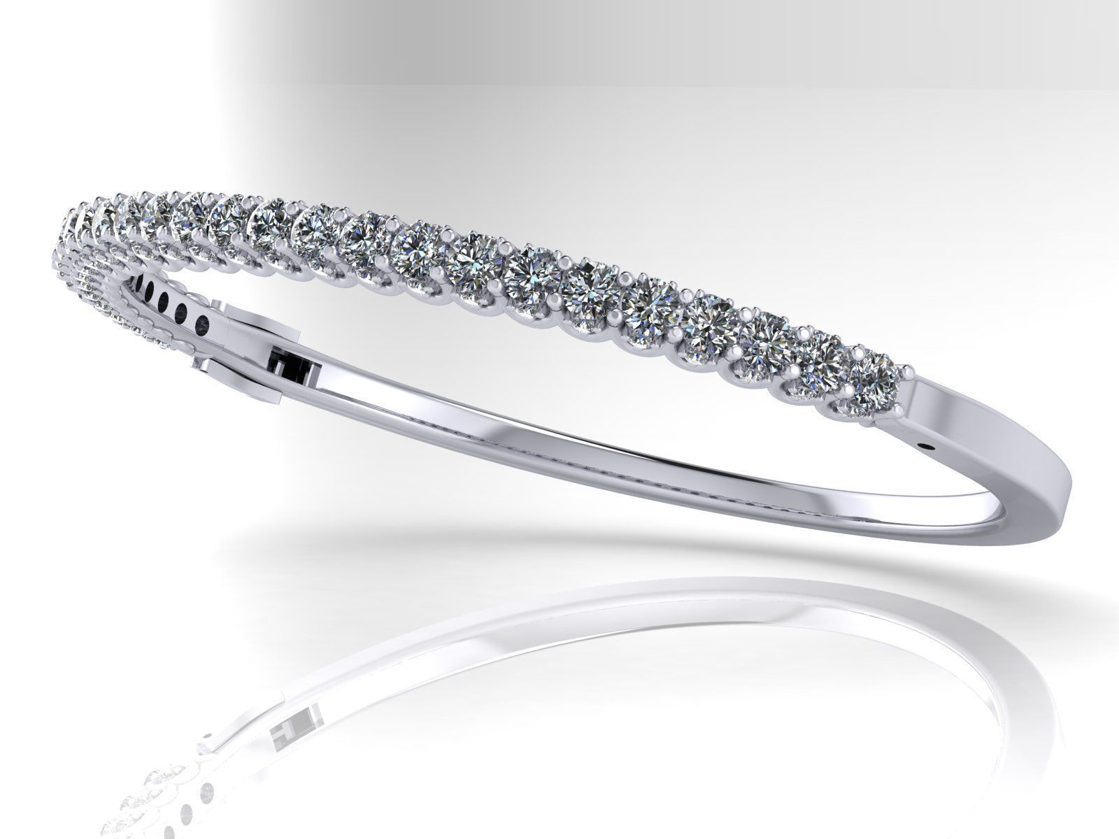 Unity Bangle - 5 Various Round Stone Sizes - Tennis Setting 3D print model_2