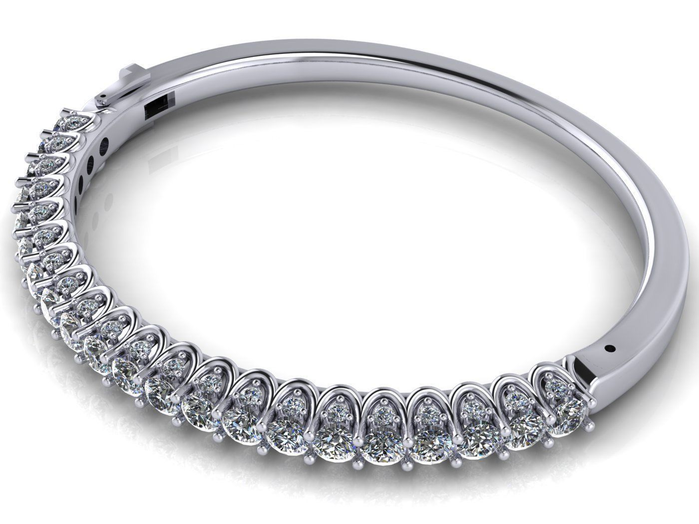 Unity Bangle - 5 Various Round Stone Sizes - Tennis Setting 3D print model_1