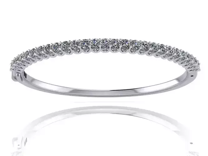 Unity Bangle - 5 Various Round Stone Sizes - Tennis Setting