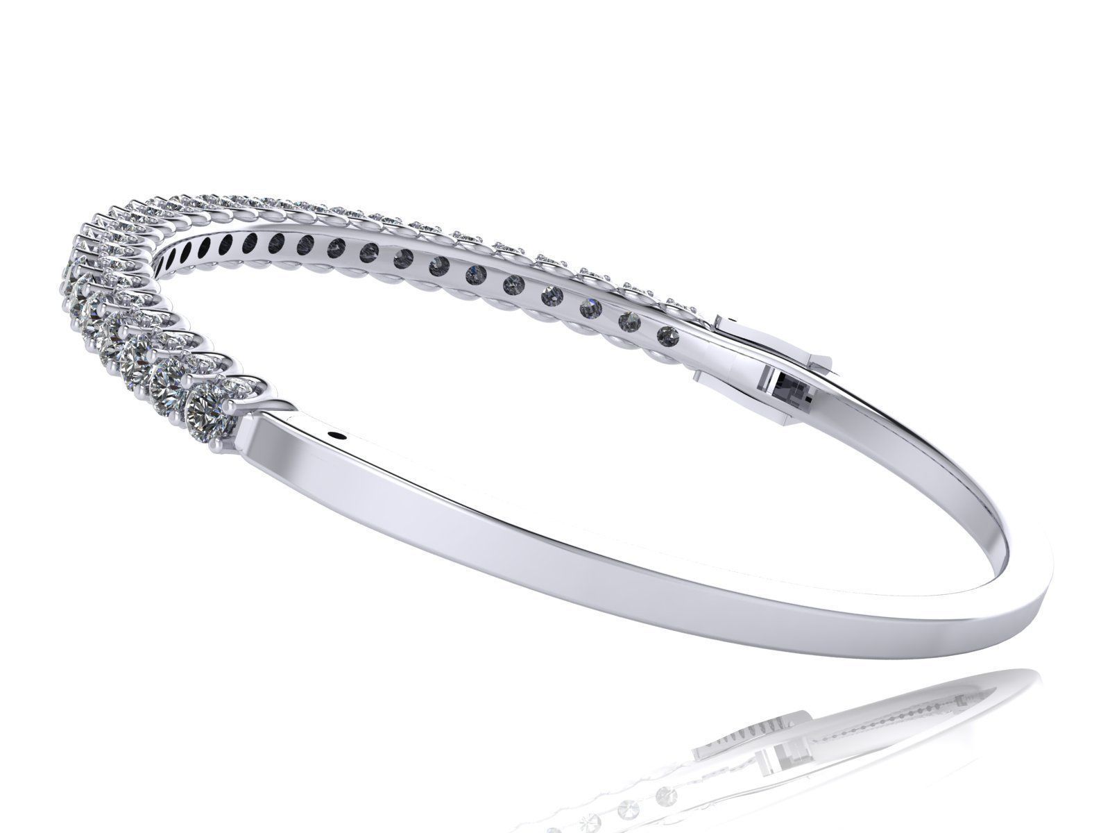 Unity Bangle - 5 Various Round Stone Sizes - Tennis Setting 3D print model_4