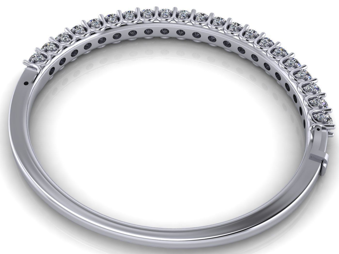 Unity Bangle - 5 Various Round Stone Sizes - Tennis Setting 3D print model_9