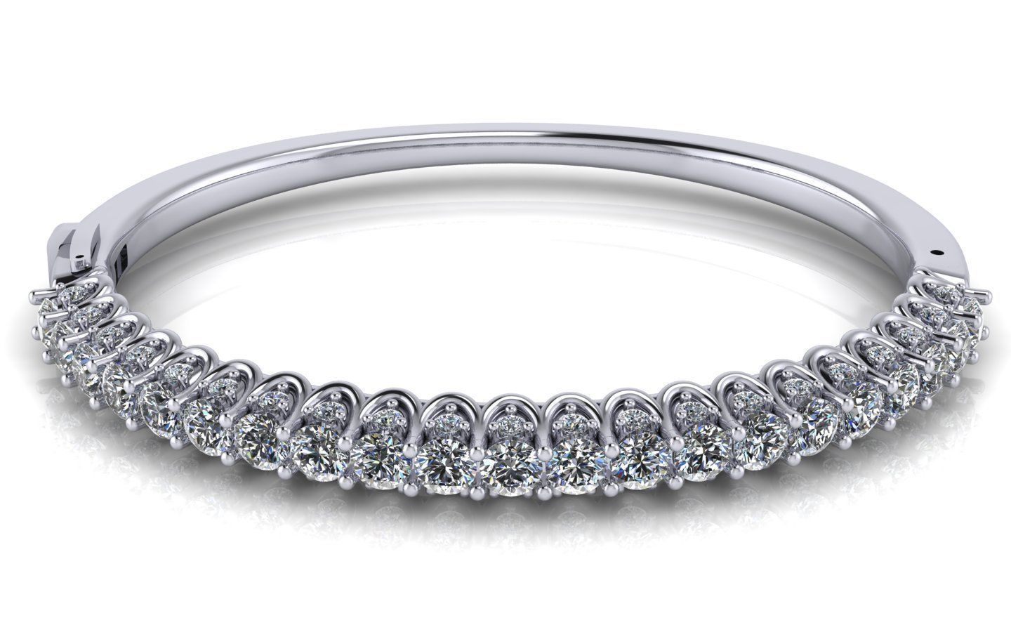 Unity Bangle - 5 Various Round Stone Sizes - Tennis Setting 3D print model_10