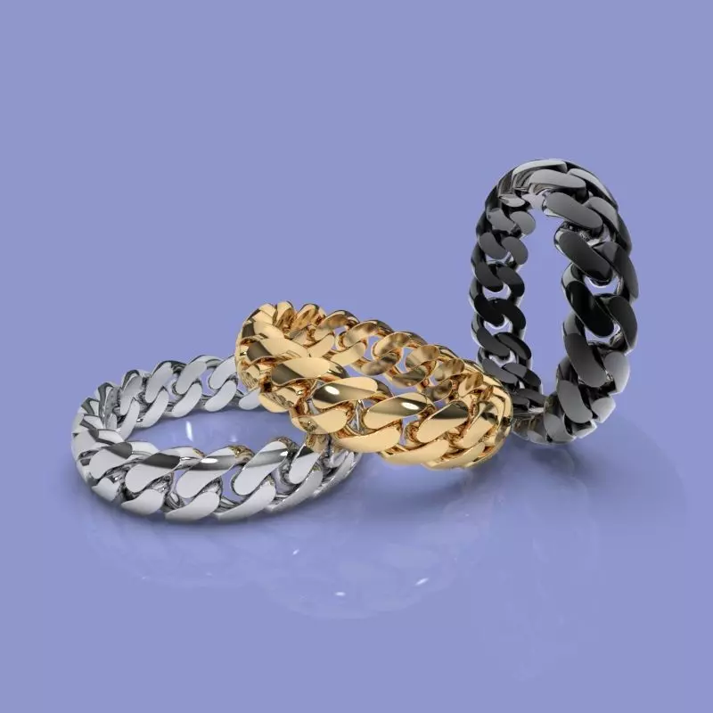5 MM CUBAN LINK STACKABLE RING 3D print model