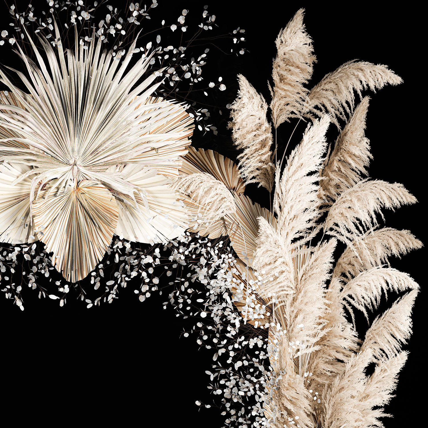 Wedding Arch Made Of Dried Flowers Pampas Grass 3D model_3