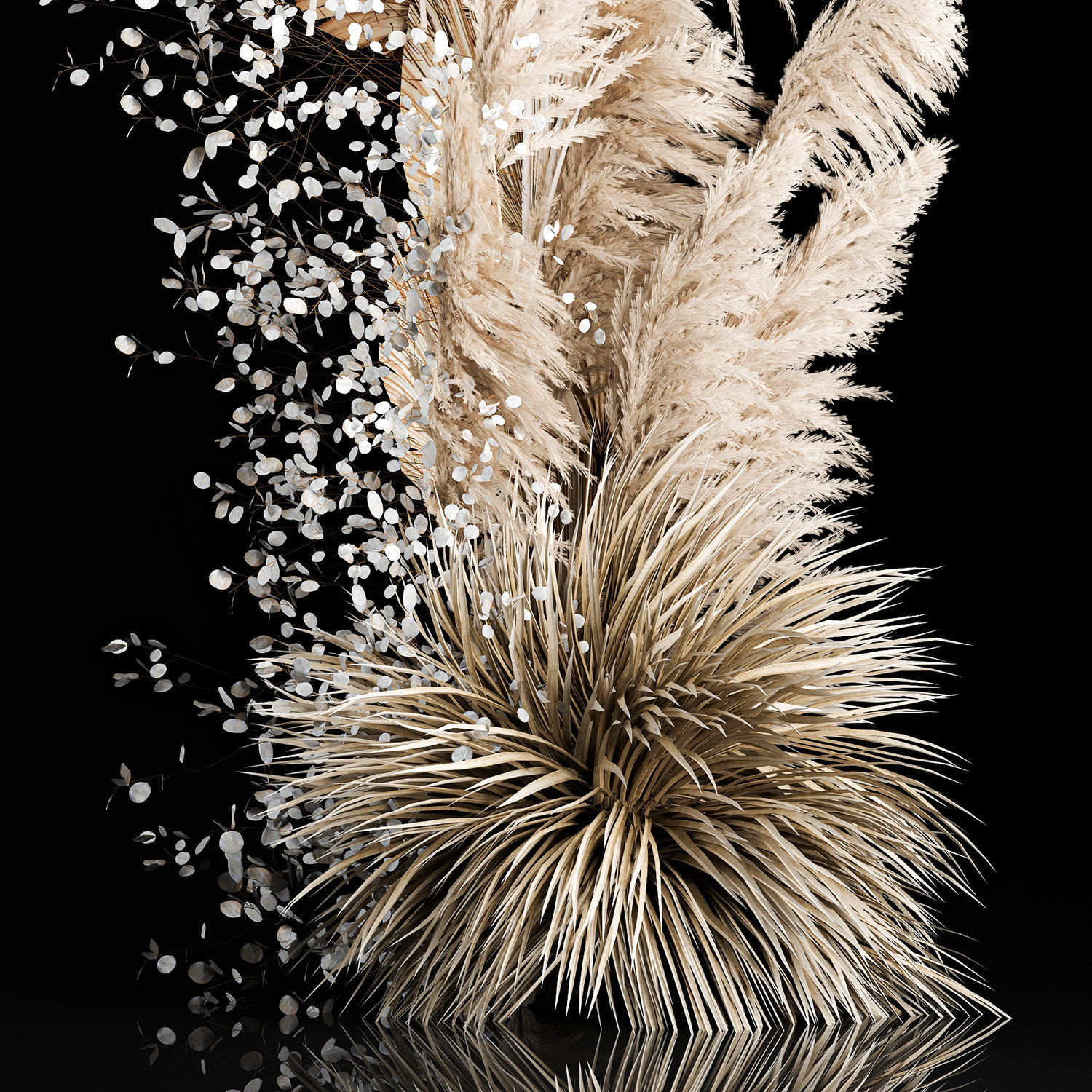 Wedding Arch Made Of Dried Flowers Pampas Grass 3D model_4