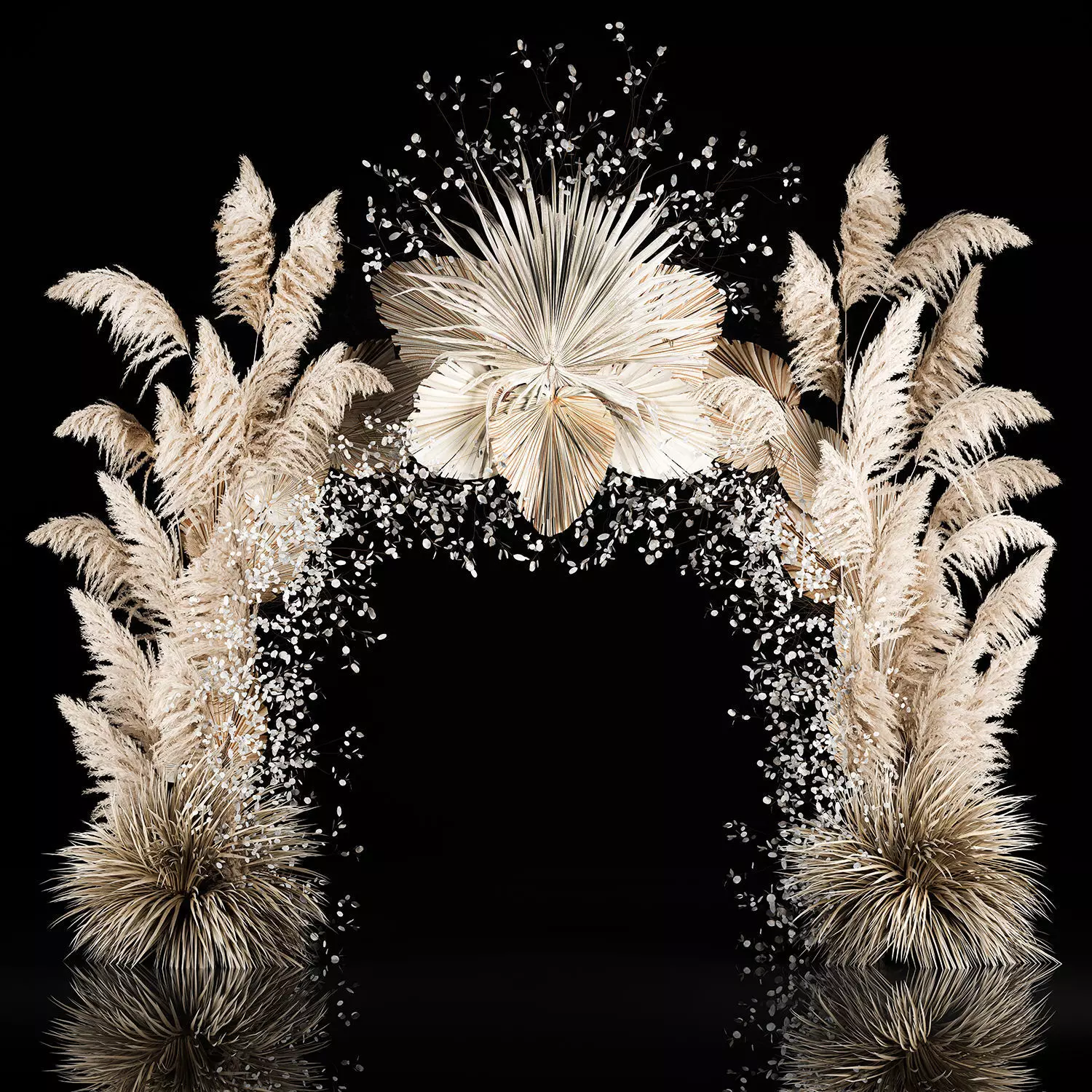 Wedding Arch Made Of Dried Flowers Pampas Grass 3D model_0