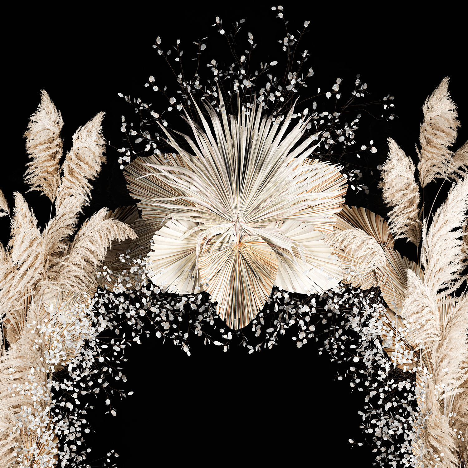 Wedding Arch Made Of Dried Flowers Pampas Grass 3D model_2