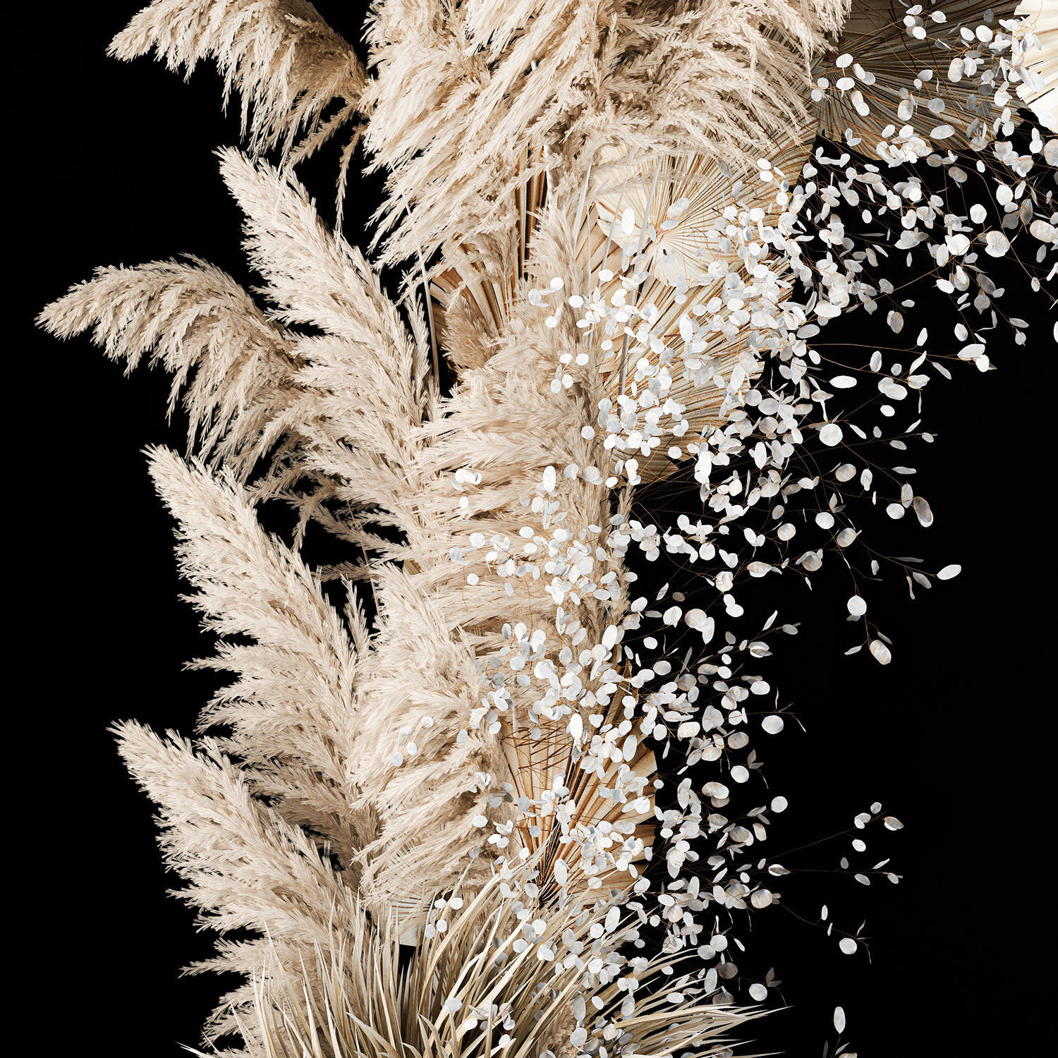 Wedding Arch Made Of Dried Flowers Pampas Grass 3D model_5