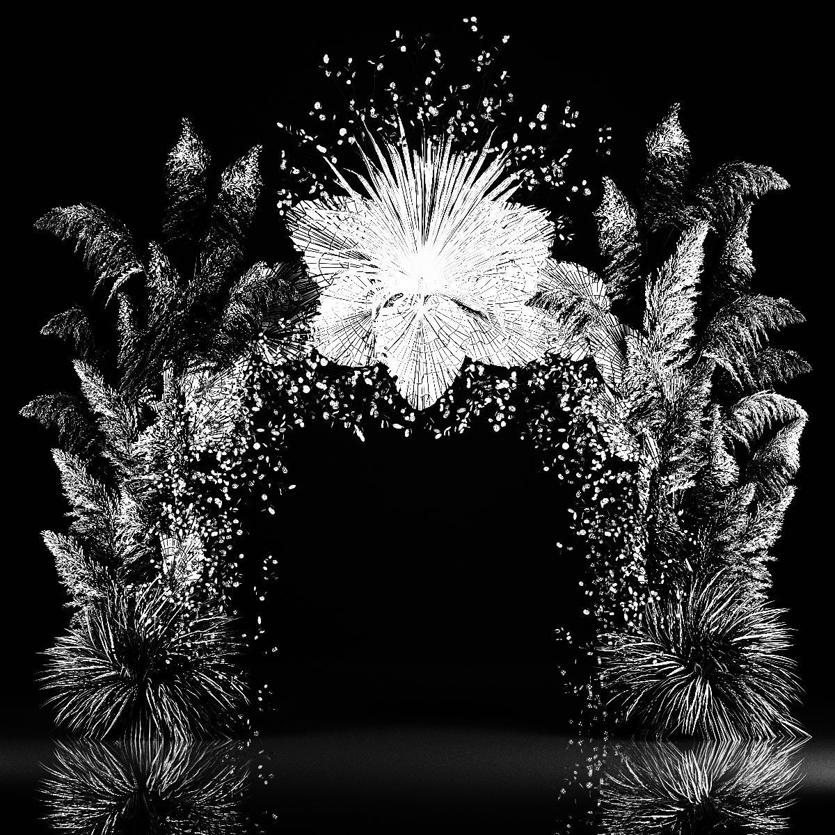 Wedding Arch Made Of Dried Flowers Pampas Grass 3D model_6