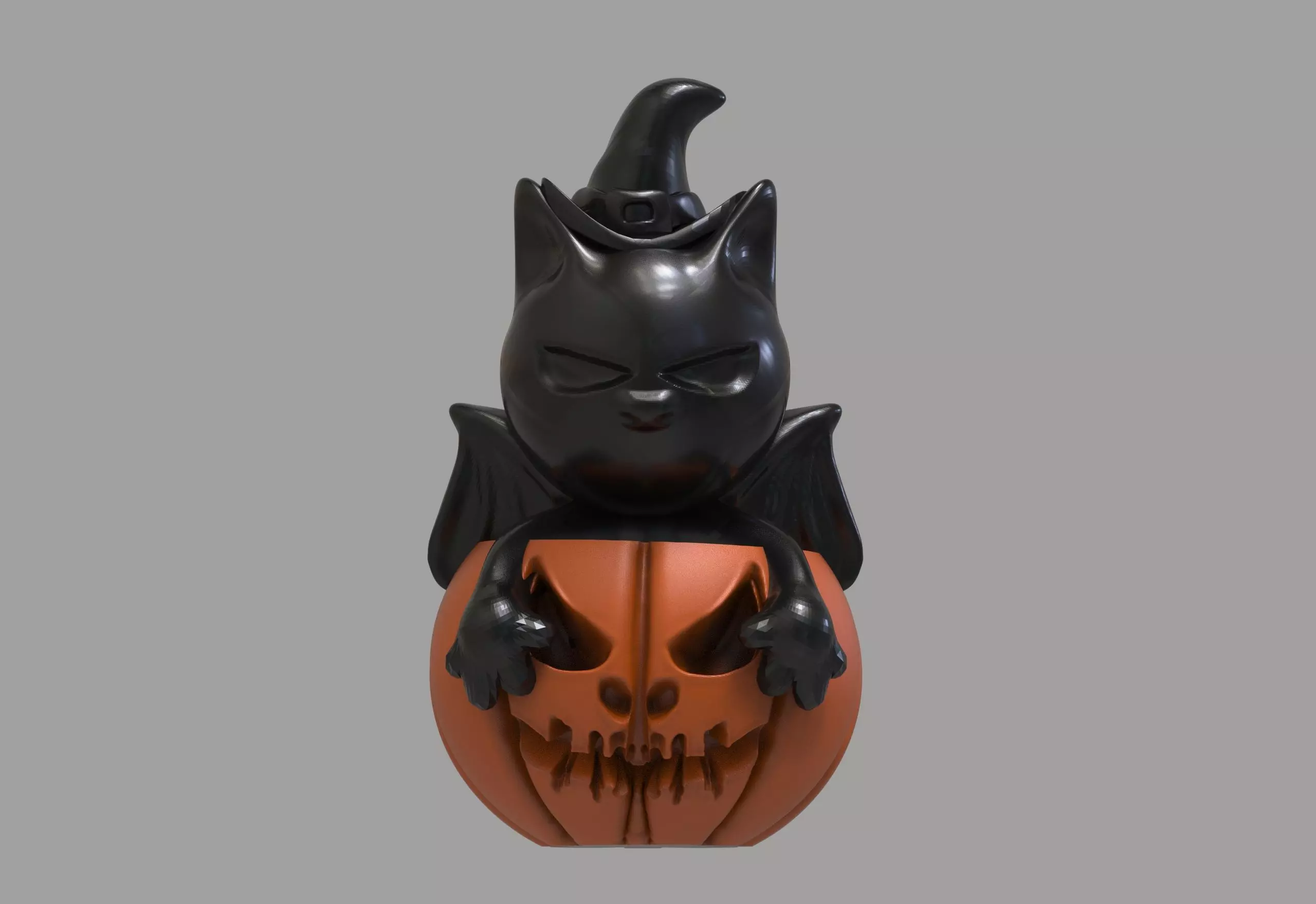 Cat and Pumpkin 3D print model_0