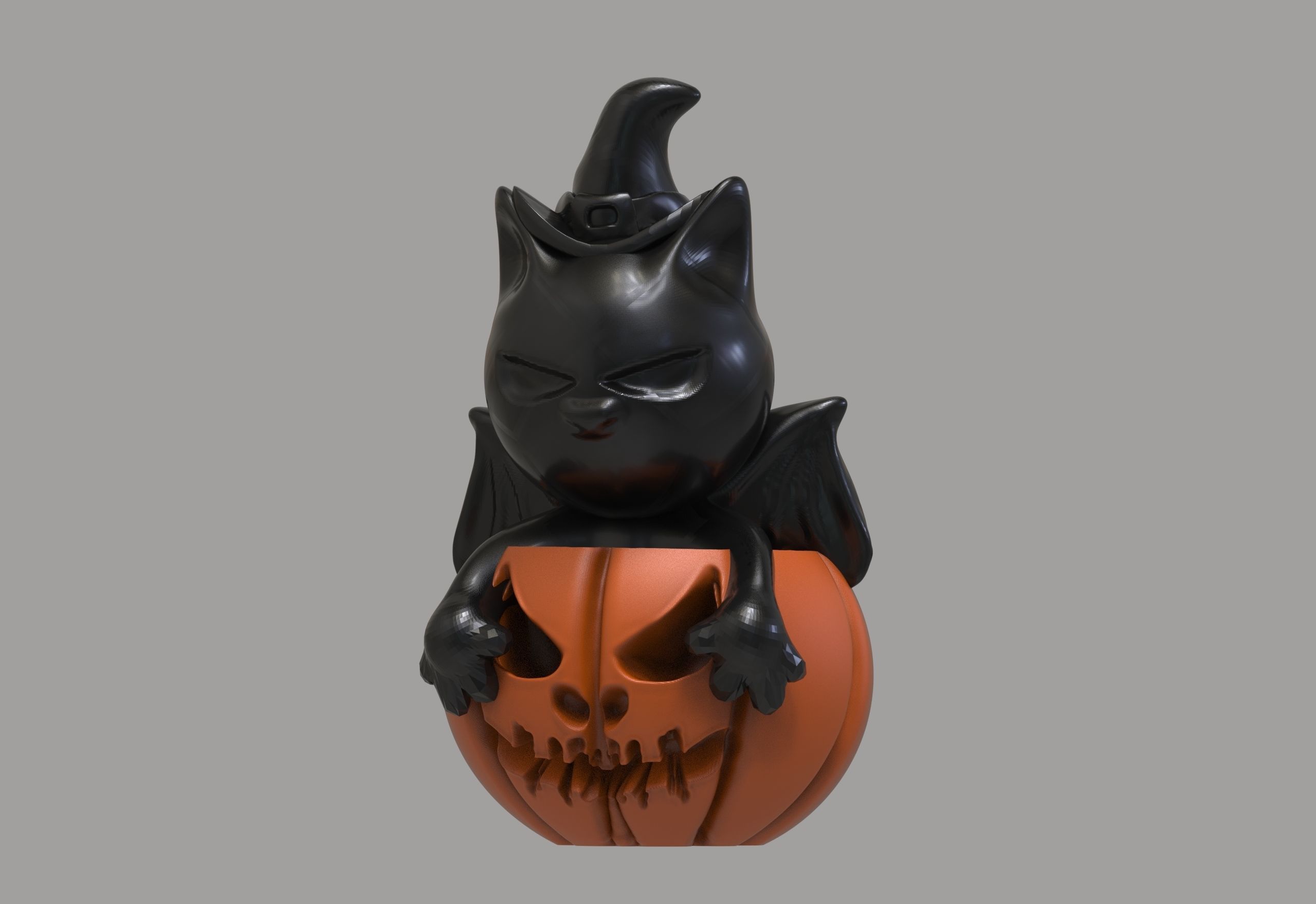 Cat and Pumpkin 3D print model_4