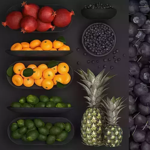 Fruit Set Pomegranate Lemon Pineapple Blueberry