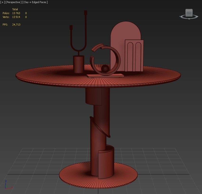 Shake Design Flow Table with decoration 3D model_8