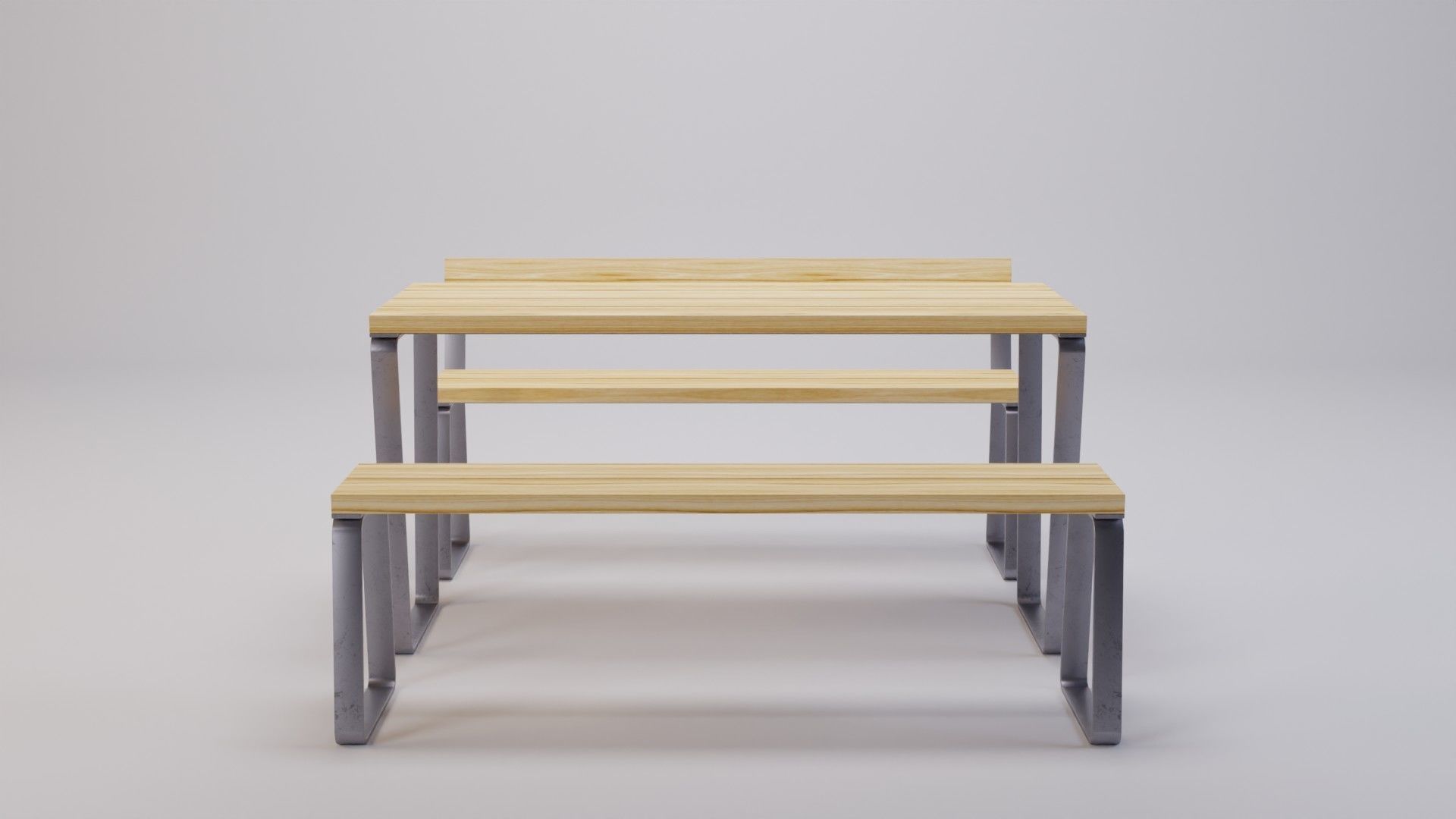 Campus levis table and bench Low-poly 3D model_2