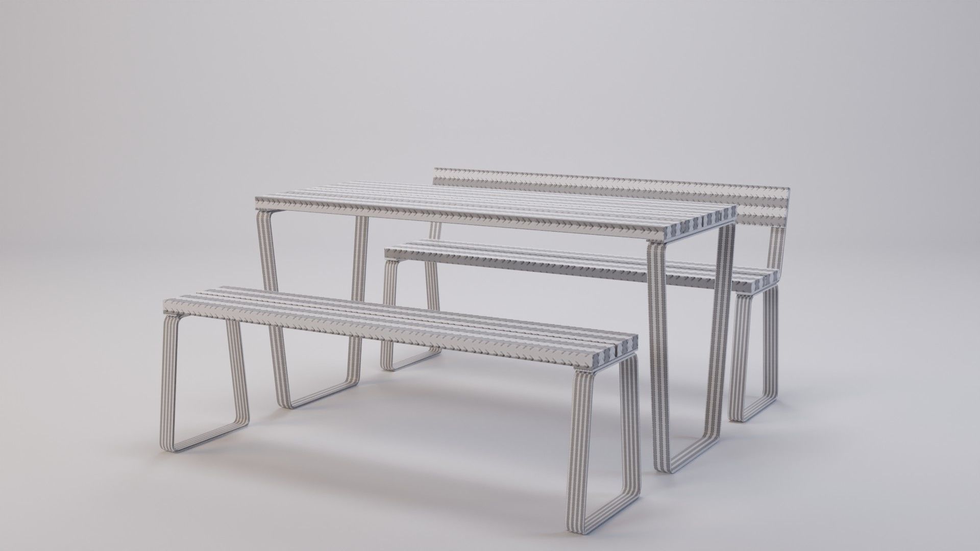 Campus levis table and bench Low-poly 3D model_4